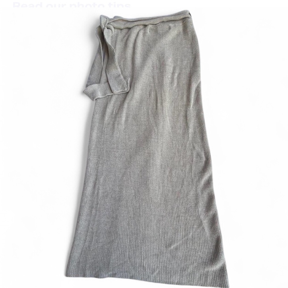 Free People Beach Knit Wrap Midi Skirt XS Cotton Linen Slit Boho Coastal Chic - Picture 8 of 9